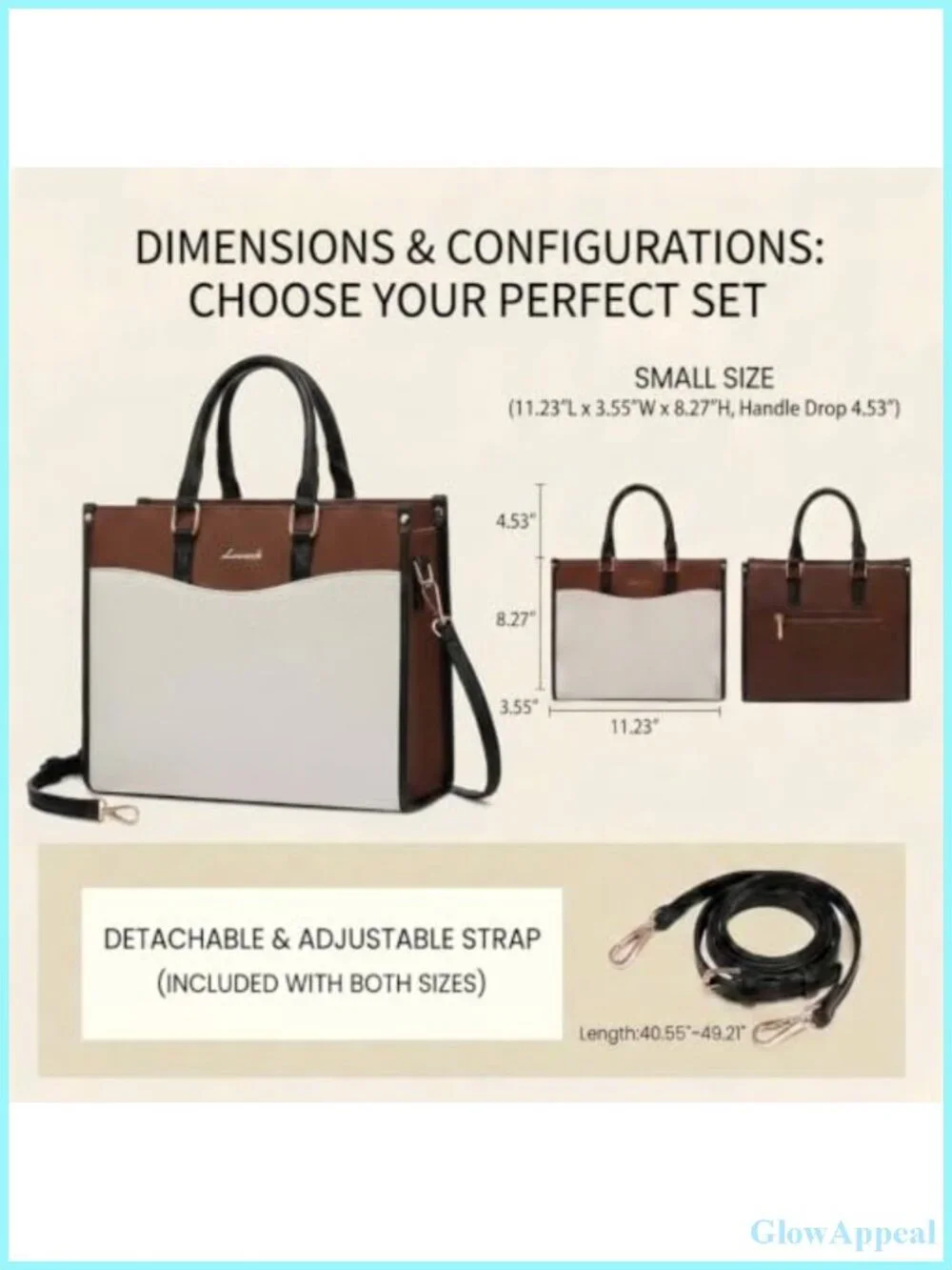 Vegan Leather Satchel Tote Bag with Top Handle & Crossbody Strap